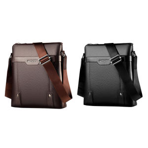 【-HRFS】 Male Casual Shoulder Bag PU Leather All-Match Shoulder Bag Solid Color Business Messenger Bag Men Work Date Travel Bag