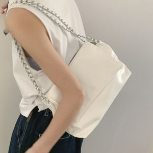 Fashionable Large Capacity Womens Crossbody Bag Underarm Chain Strap Soft PU Leather Magnetic Buckle Closure Casual Handbag