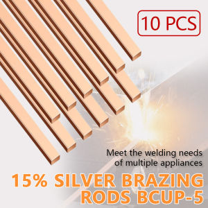 BCuP-5 15% Silver Brazing Rods Flat Phosphorus Copper Welding Rods for HVAC Air Conditioner Copper Pipe Repair 10pcs