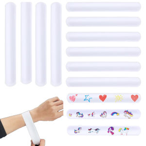 10/20/30pcs Pack Slap Bracelets White DIY Slap Bracelets Unicorn Stitch Paintable Children classroom Gifts for Wrist Blank DIY