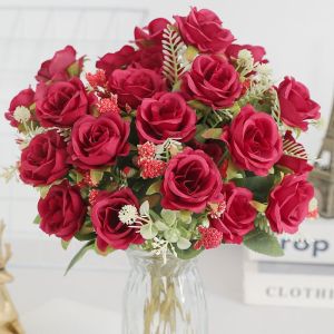 1/3Pcs Rose Artificial Flowers Bouquet Fake Flower for Home Room Decor Garden Wedding Marriage Decoration Bride Bouquet Ornament