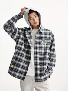 Jack Jones | NBA Collaborated Spring Hooded Checkered Mens Shirt