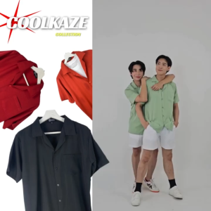 THE ROOMS - เดอะรูม เสื้อฮาวาย แขนสั้น สีแดง สีเขียว ไม่ต้องรีด ธีมสีเอิร์ทโทน