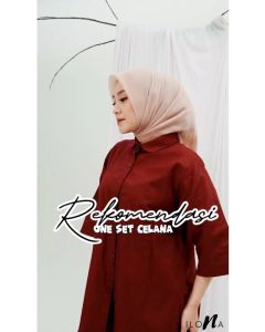 Ilona - Titan One Set Wanita 2in1 Bahan Katun Linen Baju Setelan Celana Panjang