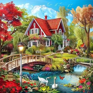 Bộ Tranh Kim Cương 5D Tự Làm HUACAN Tranh Phong Cảnh Nhà Tranh Đầy Màu Sắc Đính Đá Toàn Bộ Tranh Khảm Đá Pha Lê Phong Cách Hiện Đại Trang Trí Nhà Cửa