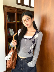 Gray Long Sleeve Layering Vintage Knitted Sweater