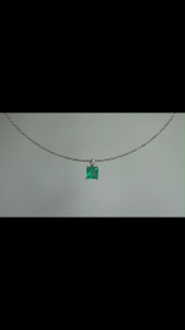 IGI 0.67Ct Colombian emerald pendant with natural diamond in 18K White Gold