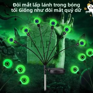 6 Đầu Năng Lượng Mặt Trời Halloween Tím Nhãn Cầu Đèn LED Ngoài Trời Cổ Phần Đèn Sân Vườn Bãi Cỏ Sân Mộ Kinh Dị Trang Trí Cắm Đom Đóm Đèn