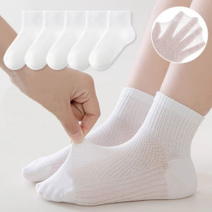 5Pairs/set Childrens Socks Summer Thin Mesh White Student Sport Sock Soft Comfortable Kids Socks For Boys Girls Age For 2-12Y