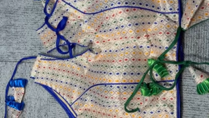 Womens Cotton Silk Blouse With Zari Embroidery and Color Dot Work | V Neck Blouse For Women | Size - 36 | (Short sleeves attached inside)