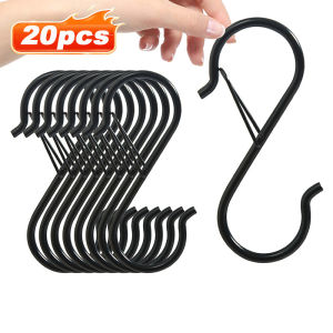5/20pcs S Hooks with Safety Buckle Heavy Duty Metal S Shaped Hooks for Hanging Plants Kitchen Utensil Clothes Towel Organizer