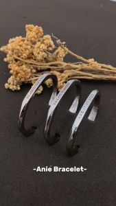 Anie Bracelets - Gelang Anti Karat Custom Nama Stainless Titanium Silver couple