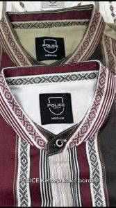 POLICE Kemeja Koko Border Putih Regular Fit Pria