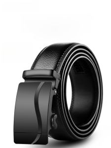 GIAPOS Mens Luxury Automatic Buckle Business Belt Youth Casual Pants Waist Belt for Younger Generations Leather Belt
