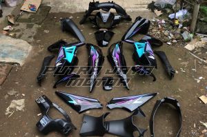 bodi set supra x 125 new batman custom neon cyan premium kap supra x 125 new dek bodi set supra x 125 new batman fullset stripping komplit lengkap murah