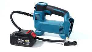 เครื่องสูบลมไฟฟ้าไร้สาย ปั๊มลมรถยนต์  เครื่องสูบลม 21V เครื่องสูบลมไร้สาย  ที่สูบลมไฟฟ้ากำลังไฟ 120w (Makita แบตเตอรี่ 13000mAh) ที่สูบลมรถยนต์ ที่สูบลมรถยนต์ เครื่องสูบลมรถ ปั๊มลม ที่เติมลมพกพา เติมยางได้4ล้อ เครื่องสูบลมไร้สาย