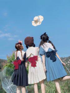 Váy Đồng Phục Thủy Thủ Mùa Hè Tay Ngắn Có Nơ Lớn Váy JK Phong Cách Nhật Bản Mùa Hè Váy Ngắn Mùa Hè Cho Nữ