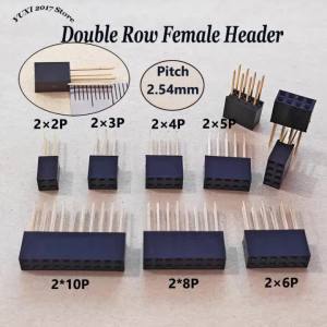 10pcs 2.54mm Double Row Female Header 2x2/3/4/5/6/8P 11mm Long Pin Socket Connector For PCB & Arduino Projects