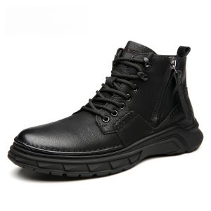 Mens High-Top Casual Workwear Martin Boots Leather Snow Shoes Trendy Brand Autumn 2024 Fashionable Mens Footwear