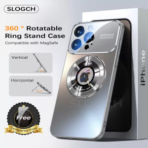 360 ° Rotatable Stand Phone Case For iPhone 15/14/13 Pro Max Plus Compatible with MagSafe Matte Cover Built In Glass Camera Lens Shockproof Protective Casing