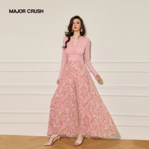 Floral Pleated V-Neck Pastel Jumpsuit
