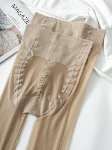 ถุงน่องเซ็กซี่สีเนื้อบางเฉียบ ขนาดใหญ่ ถุงเท้าลายสุนัขจิ้งจอก ป้องกันการติดจับ เอวสูง ผลิตจากผ้าไนลอนและยางยืด