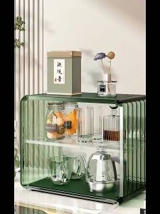 Adjustable Bulkhead Clear Makeup Holder and Double Organizer Drawer | Magnetic Design Organize Cosmetics Beauty Supplies Cups and Hand Puppet