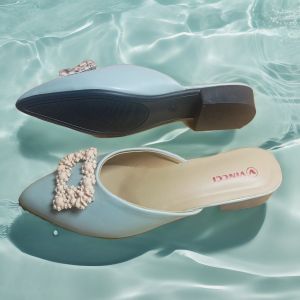 Sendal Slop Slip On Untuk Wanita Warna Olip Motif Kedut