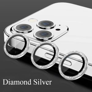 2-3Pcs Glitter Camera Lens Protector For IPhone 16 17Pro Max 13 Mini 9H Tempered Glass Screen Protector Cover Film Metal Ring
