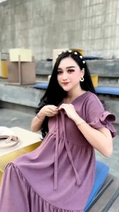 Diandra Dress Daster Crinkle Airflow Kekinian Resleting Depan Busui Bumil Viral