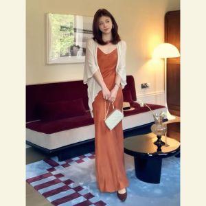 SHANGSHA | Luxurious High-End Fall Cold Weather Social Occasion Strap Dress Suit