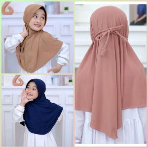 Hijab Bergo Tali Kepang ulir jersey dewasa