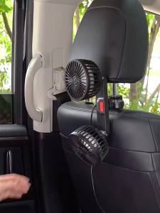 Car Fan 3-speed Car Seat Back Cooling Fan USB Charge Dual Head Fan 360 Degree Rotation Neck Cooler for Summer Car Accessories