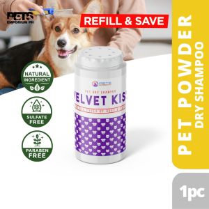 Pets Emporium Powder Velvet Kiss for Dogs and Cats Sulfate and Paraben Free pH Balanced - Eco - Pet Powder - Dog Powder - Cat Powder Shieldgard Kuto Anti Garapata Fleas Ticks Cooling Dog and Cat Madre de Cacao Deodorize Papi Bearing Refillable