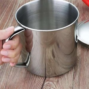 Large 304 Stainless Steel Water Cup with Lid Handle Iron Kindergarten Tea Cup Home Drinking Cup Has Handle Office Furniture