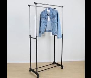 Double Pole Telescopic Clothesrack Good Quality Bar Clothes Hanger