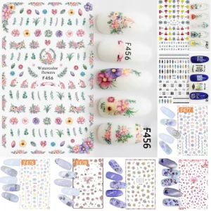 Sticker Dán Móng Tay Họa Tiết Ngựa Hồng Pony /Hoa Văn Phương Tây / Chữ Viết / Hoa Spring / Hoa Màu / Hoa Nhỏ / Sinh Vật Biển Trang Trí Móng Nghệ Thuật / Nails sticker Series F – F456