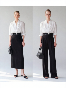 Summer French Style Mandarin Collar Womens Shirt 7/8 Sleeve White