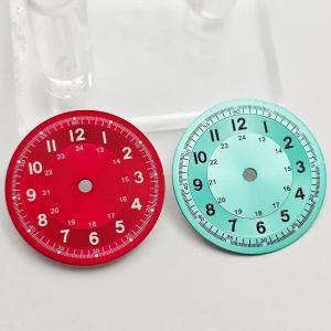 RICHUS 29mm Watch Dial Red Turquoise Sunburst 24H Luminous Dial Fit VH31 Quartz Movement Watch Modification Accessory