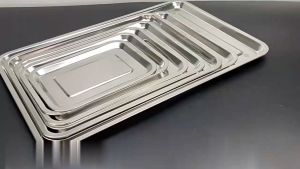 MallMainan-C1217 Nampan Persegi Bahan Stainless Steel Premium Wadah Makanan / Baki Tray Nampan
