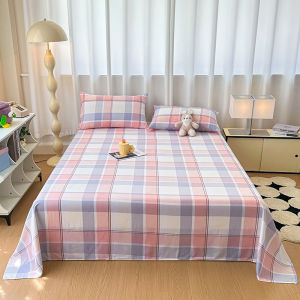 SUNLIGHT HOME ผ้าปูที่นอนลายสก๊อตเรียบง่ายผ้าปูที่นอนแบนระบายอากาศผ้าปูที่นอน6ฟุตผ้าปูที่นอน5ฟุตผ้าปูที่นอน3ฟุต