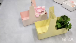 กล่องกระเช้าหิ้ว 2 ช่อง ขนาดใหญ่ กระดาษลังหนาพิเศษ 360แกรม จัดเซ็ตของขวัญ ใส่ดอกไม้ ใส่เค้ก ขนม พร้อมส่ง