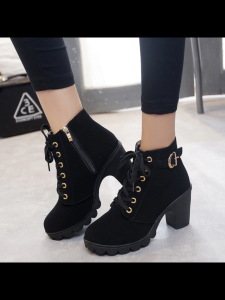 onlyfoot Bestseller Korean fashion Ankle Boots Women High Heels Suede Shoes (add 1 size) Breathable boots