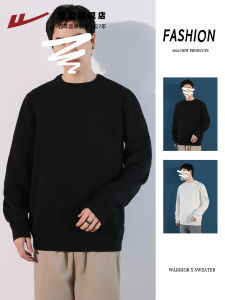 Loose Long Sleeve round Neck Pullover Mens Knitted Sweater Casual Style Winter Fashion Basic Black Bottom Shirt