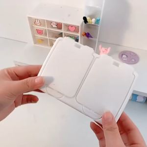 Tempat Kotak Penyimpanan Cotton Bud Rak Aksesoris Serbaguna Dengan Tutup Flip Free Stiker