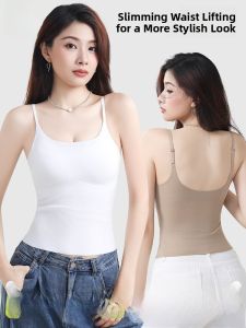 miiow | Ice Silk Strap Vest Women Summer Inner Match With Chest Pad Anti Exposure Fashionable Outerwear Wear Base Tube Top Beautiful Back