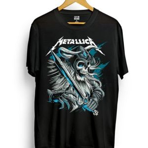 Kaos band Metallica viking skull T shirt distro rock metal
