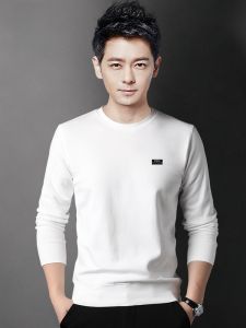 ROMON | Romon Mens Round Neck Sweatshirt Autumn Winter New Loose Casual Trendy Sport Long Sleeve T-shirt Base Shirt Cotton Polyester