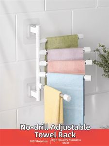 Jiaxun | Rotatable Multi-Bar Stainless Steel Bathroom Organizer