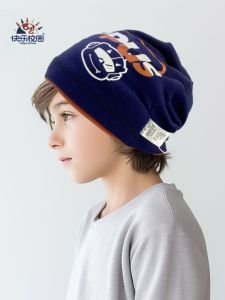 Boys Fashionable Knitted Pure Cotton Large Size Overhead Cap Autumn Cool Casual No Brim Hat Happy School British Style Cap